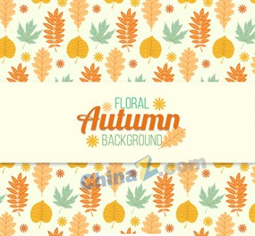 彩色秋季落叶无缝背景矢量图